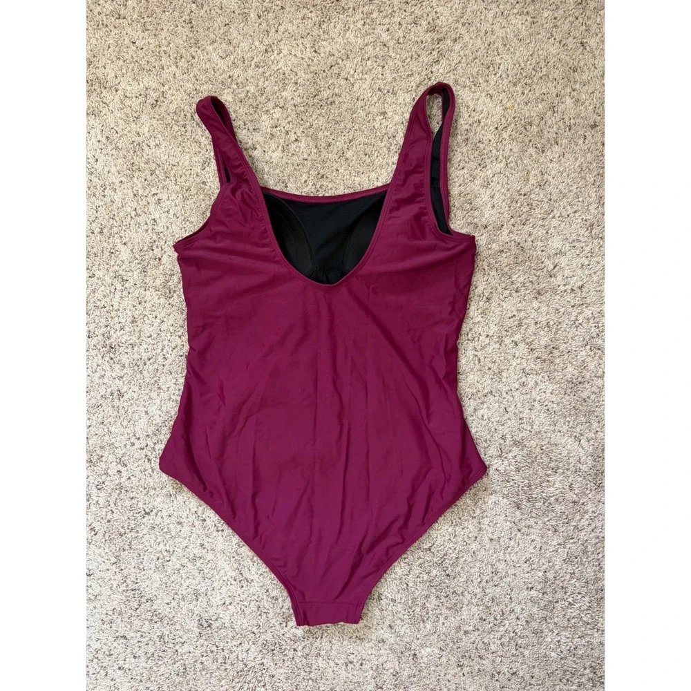 Firpearl Womens Ruched One Piece Swimsuit Plum Square Neck Swimwear Plus Size 16